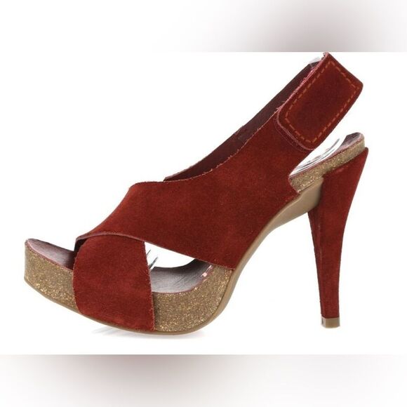 Pedro Garcia Libby Red Suede Sling Back High Heel Sandals Size 38 - Picture 1 of 13
